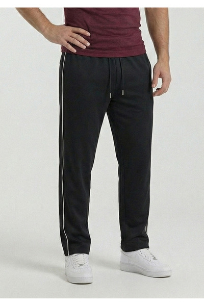 OXVİN Side Flat Piping Baggy Sweatpants with Wide Legs, 2 Thread Counts, Medi...