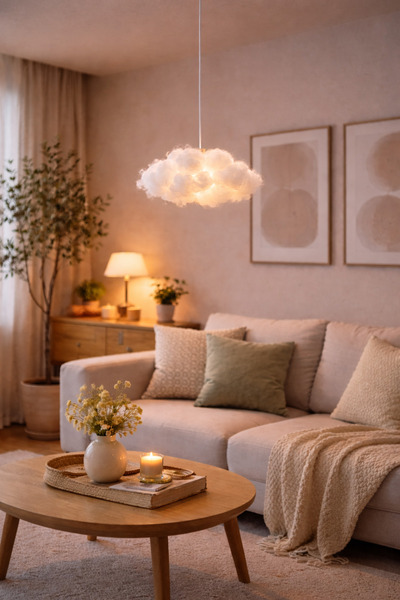 Ağış Elektrik Elyaf Kaplama Minyatür Bulut Avize Minimal Tasarım, Ev ve Çocuk...