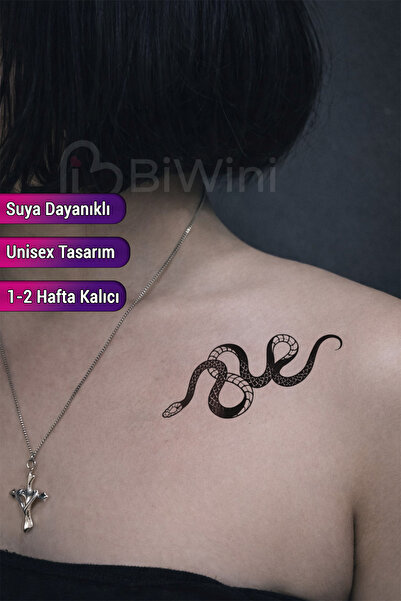 BiWini Yılan Geçici Dövmesi Bilek Kol Göğüs Arası Kadın Erkek