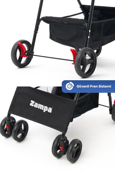 Zampa Flux Kedi & Köpek Arabası Kahverengi - 15 kg Taşıma Kapasiteli Ergonomik Puset