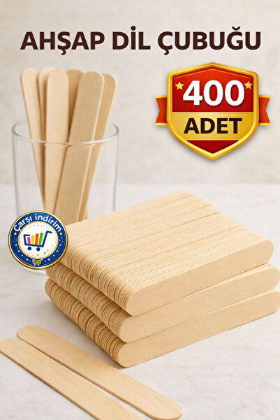nistabolje 400 Adet Geniş Dil Çubuğu Ahşap Büyük Dondurma Abeslang Dil Basma ...