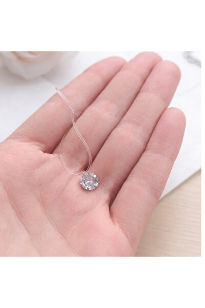 GlaMLo Accessories Colier invizibil transparent cu cristal