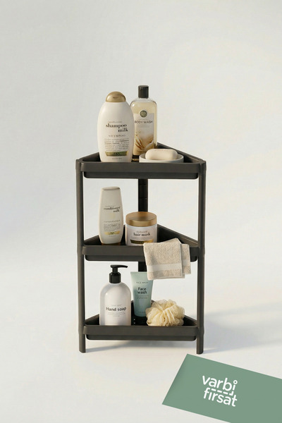 Varbifırsat Vesken Triangle Shelf Unit 3 Tiers Corner Bathroom Shelf Organize...