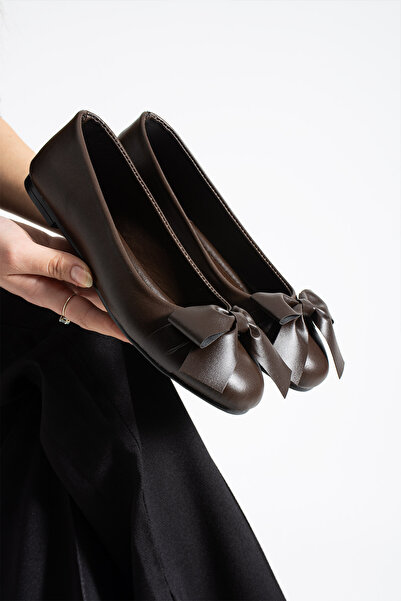 Moda Devrin Женски кафяви обувки с панделка за носене у дома и на открито