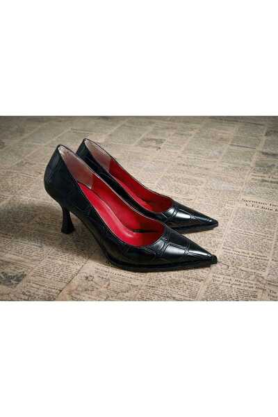 NiceDiffer Pantofi de damă cu toc stiletto, cu vârf ascuțit, crocodil, 7 cm