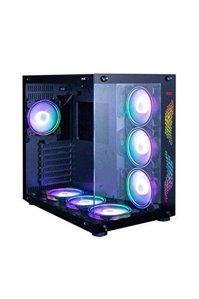 DRAGOS WarFire 7x Argb Fan USB 3.0 Psu Yok ATX Gaming Bilgisayar Kasası Siyah