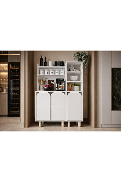 VM VERTEX MOBİLYA Parma 3 Kapaklı Mutfak Dolap, Kahve Köşesi, Çok Amaçlı Dola...