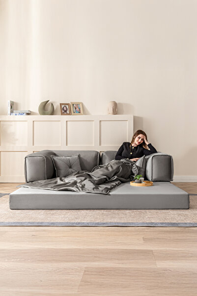 BRANNA HOME Legom 2 Kişilik Sünger Koltuk – Açılabilir Yataklı Yorganlı Çok A...