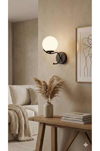 avizade MERLA Tekli Cam Küre Dekoratif Pilli Aplik - Minimalist Duvar Lambası...