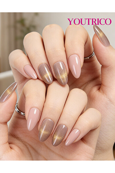 Youtrico أظافر صناعية على شكل عين القطة للنساء، مرآة ناعمة، مقطوعة بالماس، أظ...