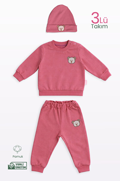 Lamonde بدلة رياضية مطرزة للجنسين مكونة من 3 قطع مع قبعة صغيرة لعمر 2-3-4-5 س...