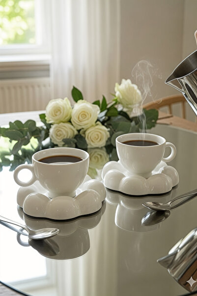 Yumuk Shop طقم فناجين قهوة مزدوجة من سلسلة 2 لي بافي