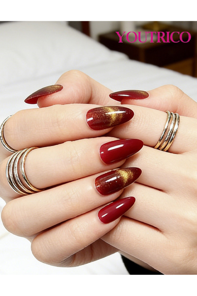 Youtrico أظافر صناعية على شكل عين القطة للنساء، مرآة ناعمة، مقطوعة بالماس، أظ...