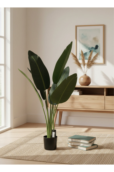 Living Artificial Tree with Large Green Leaves for a Natural Touch/90 cm