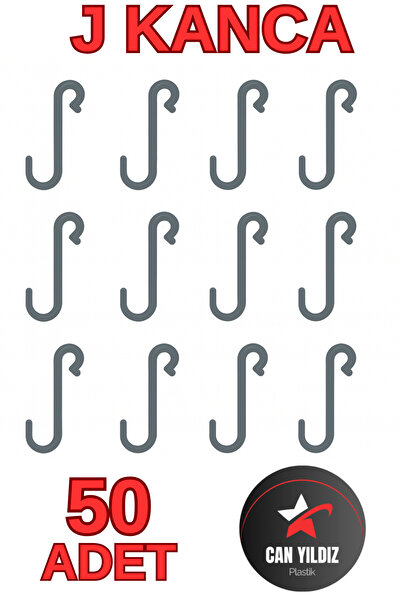 CAN YILDIZ PLASTİK 50 Adet Siyah Plastik Askı J Kanca Mutfak Ve Banyo için Ak...