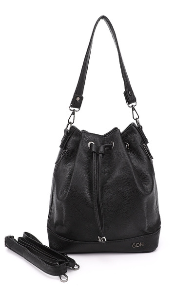 GÖNDERİ(R) Kadın Siyah Floter Büzgülü Omuz ve Sırt Çantası