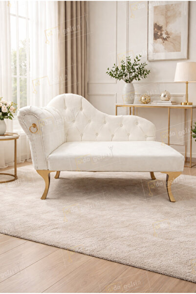 aldagelsin Dekoratif Bihter Koltuğu Beyaz Josephine Gold Ayak