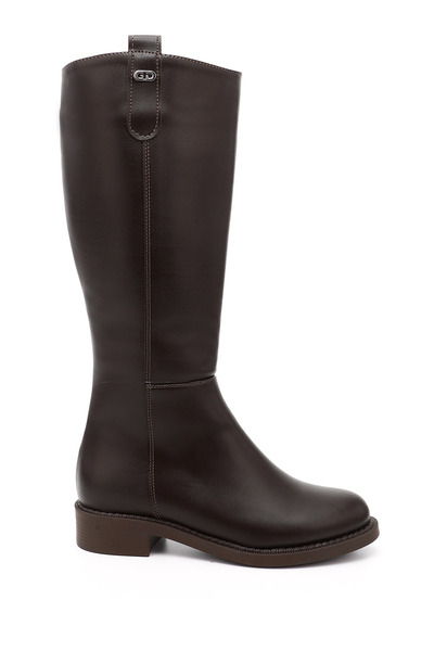 GÖNDERİ(R) Kadın Kahverengi Fermuarlı Termo Taban Çizme