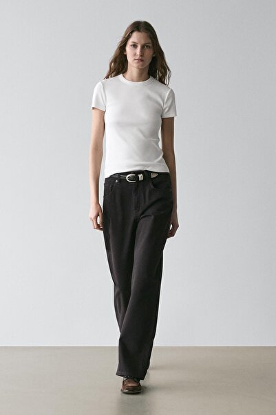 Massimo Dutti Fitilli ağır kısa kollu t-shirt