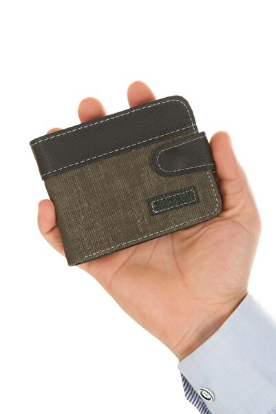 Newish Polo Erkek Haki Kot Kumaş Bozuk Ve Kağıt Para Kartlık Ve Cüzdan