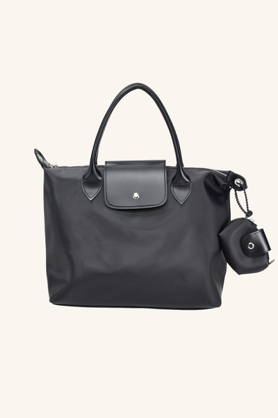 birizmoda Γυναικεία δερμάτινη τσάντα χειρός και ώμου μεγάλου μεγέθους - Μαύρη