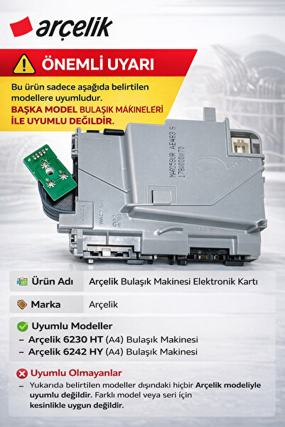 Arçelik 6230 Ht- 6242 Hy Bulaşık Makinesi Kartı ( 1784000070 )