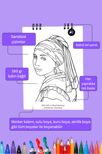 Postermanya Ünlü Tablolar Yetişkinler Için Boyama Kitabı, Mandala Boyama Kitabı, Hobi Sanatsal Boyama Sayfaları