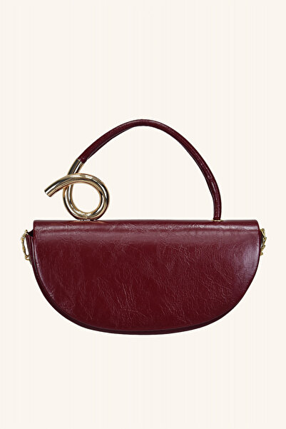 birizmoda Geantă de mână și de umăr Aura cu detalii metalice - Roșu Claret
