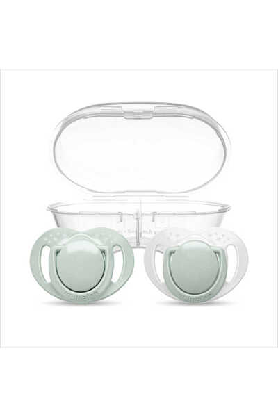 Mamajoo Ortodontik Emzik Seti 0 Ay+ Powder Green | İkili, Silikon, Damaklı |S...