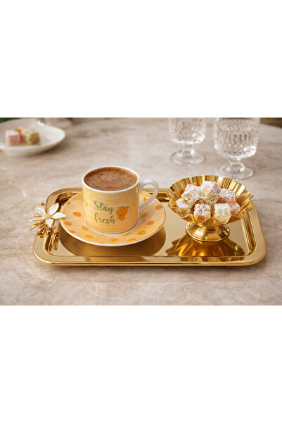 FABRIONA طقم صواني فاخرة من قطعتين بلون فضي/ذهبي لامع مقاس 14×24 سم – صينية ل...