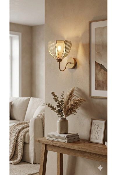 avizade Lotus Model Dekoratif Pilli Duvar Apliği -Eskitme Çerçeveli Kumaş Kap...