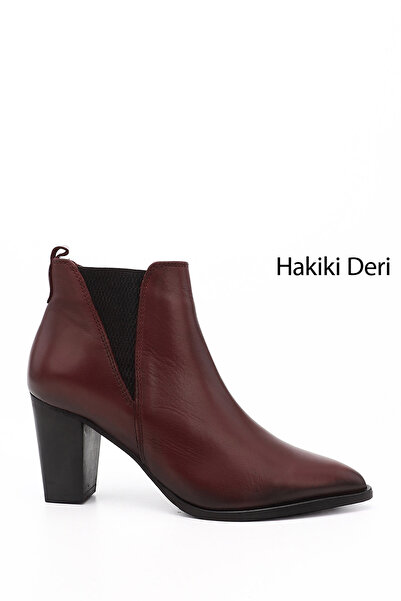 GÖNDERİ(R) Women's Burgundy Antique Heeled Genuine Leather Chelsea Boots