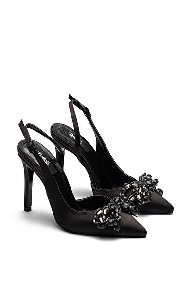 Dedos حذاء نسائي بكعب عالٍ ومطرز بفيونكة من الساتان فستان سهرة 350