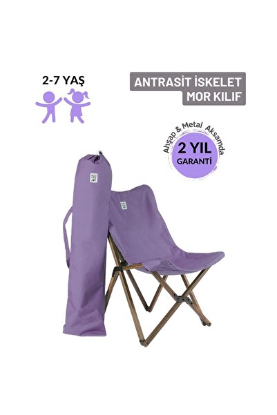 Bag The Joy Kids Ahşap Katlanır Kamp Sandalyesi |Bahçe, Piknik, Balkon | Çant...