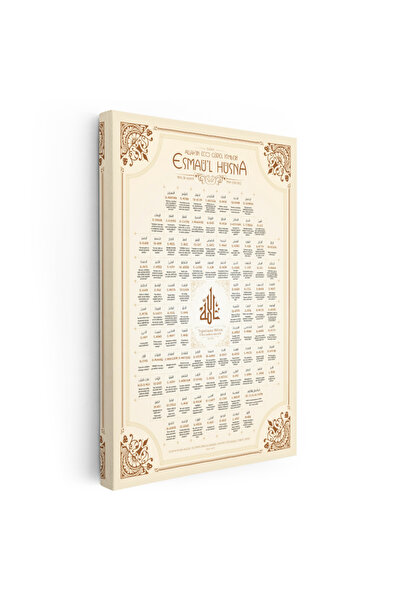 Tablofest Dikey Kanvas Tablo Esmaül Hüsna 99 İsim Şeması Dini İslami Tablo Ev...