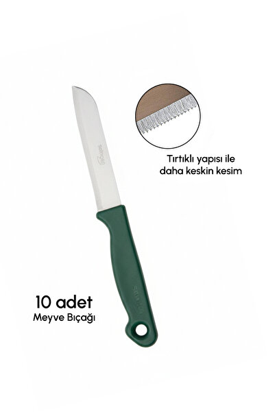 Perotti x Solingen Germany 10'lu Gökkuşağı Renkli Tırtıklı Meyve ve Sebze Bıçak Seti