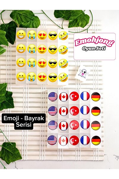 Emohjong Emoji Bayrak Seti - Tiktok Fenomen Masa Oyunu Taş Eşleştirme Mahjong