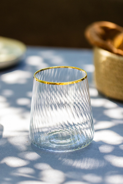 Rakle طقم زجاج ماء ذهبي فاخر مكون من 4 قطع 420 سم مكعب