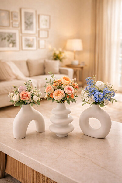 EVROSİ Kuru Bitki için 3lü Minimal Pinterest Vazo