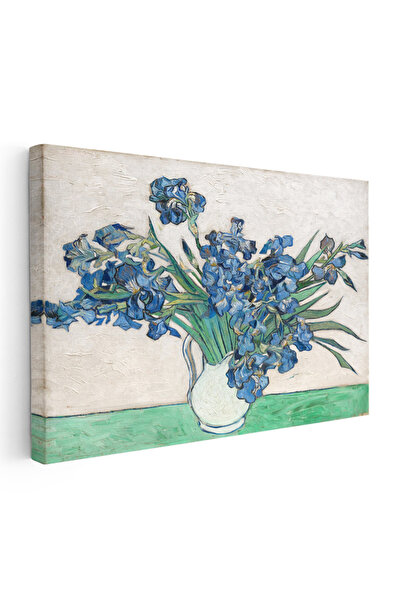 Tablofest Yatay Kanvas Tablo Van Gogh Beyaz Vazoda Mavi İrisler Ressam Tablos...