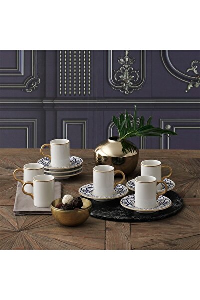 Güral Porselen Camelia 12 Parça 6 Kişilik Bone Türk Kahvesi Fincan Takımı - 5552