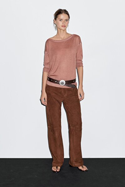 Massimo Dutti Yün keten karışımlı hafif t-shirt