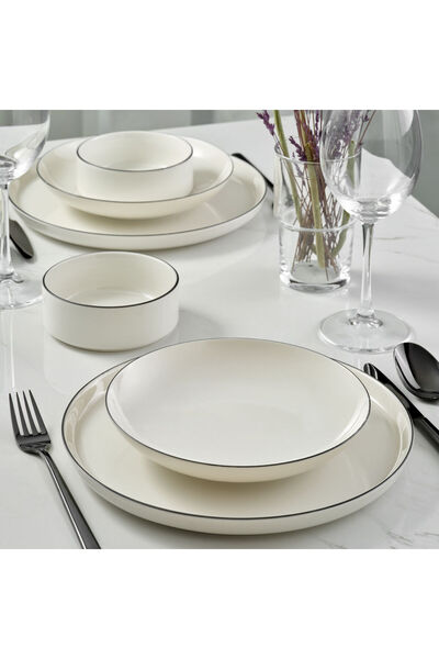 Güral Porselen Carine 18 Parça 6 Kişilik Yemek Takımı Siyah