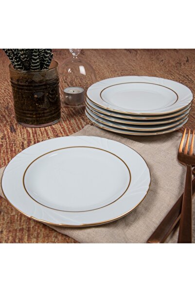 Güral Porselen Soprano 6 Adet 16 cm Tatlı Tabağı Mat Altın Yaldız 23