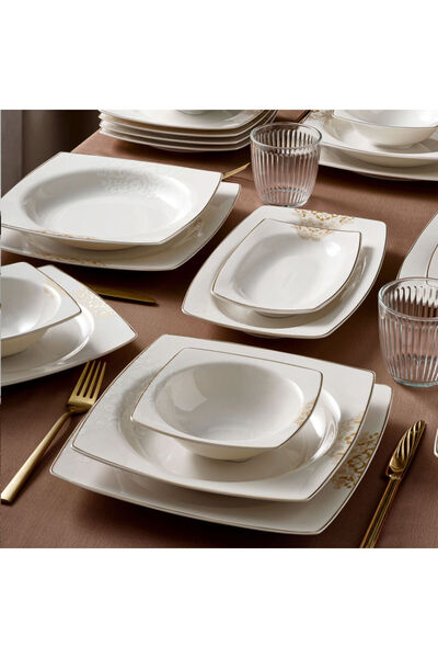 Güral Porselen GÜRAL PORSELEN Caroline 54 Parça 12 Kişilik Yemek Takımı 6711