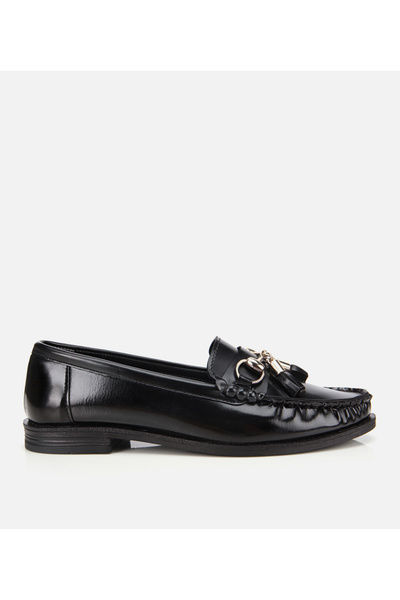 Hotiç Kadın Rugan Siyah Püsküllü Klasik Loafer