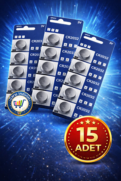 nistabolje 15 Adet Cr 2032 Pil 3V Tartı Pili Baskül Para Bios Düğme Şeker Ölç...