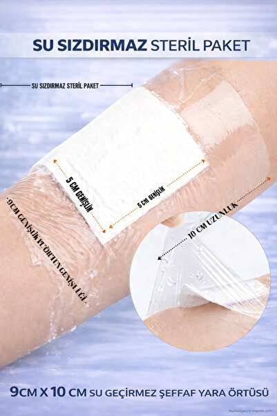 DS Sağlık Su Geçirmez Şeffaf Pu Film Yara Örtüsü DÖVME ÖRTÜSÜ 9CMX10CM (10 LU...