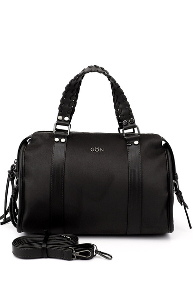 GÖNDERİ(R) حقيبة يد وكتف نسائية سوداء من الجلد السويدي