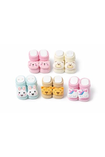 Akface 6 Pairs Newborn Cotton Baby and Children's Socks with Cute Animal Figu...